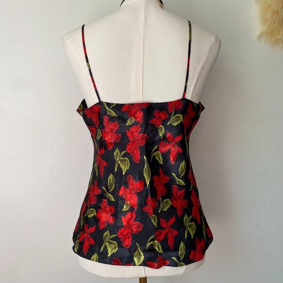 VTG Erika Tay Womens Floral Satin Cami Size M Grunge Dark Romantic Whimsigoth - Picture 3 of 9